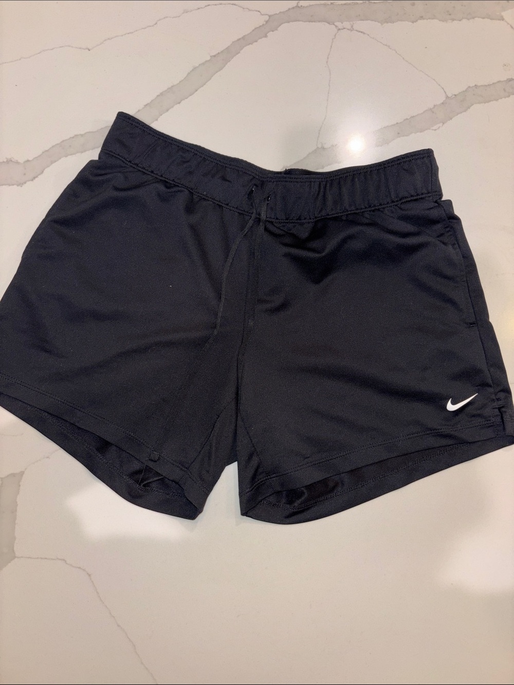 Nike Men’s Black Athletic Running Shorts with White Swoosh
